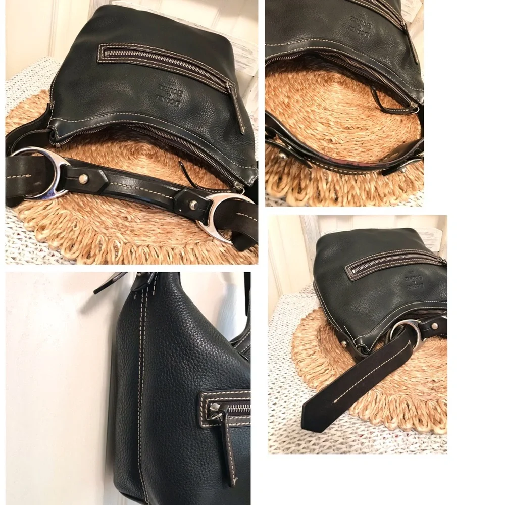 Vintage Dooney & Bourke Black Pebbled Leather Hobo Bag Y2K